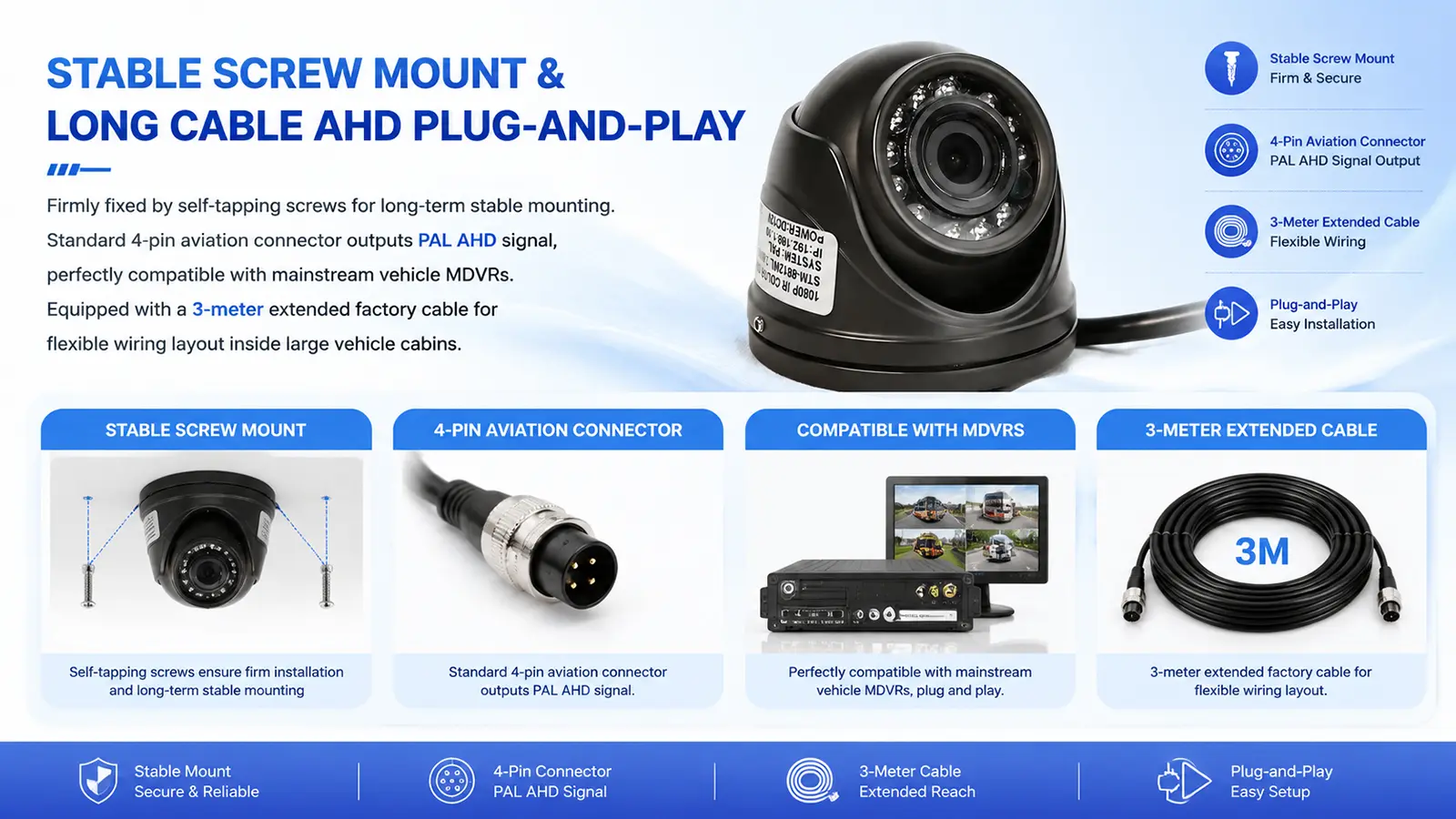 XY-N8811BS 1080P Starlight AHD In-Cabin Forward-Facing Camera (8)