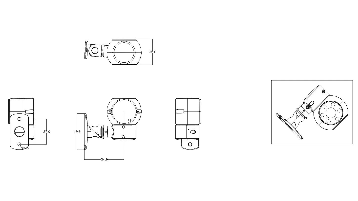 XY-N702 Wide-Angle In-Cabin AHD Vehicle Camera Dimension
