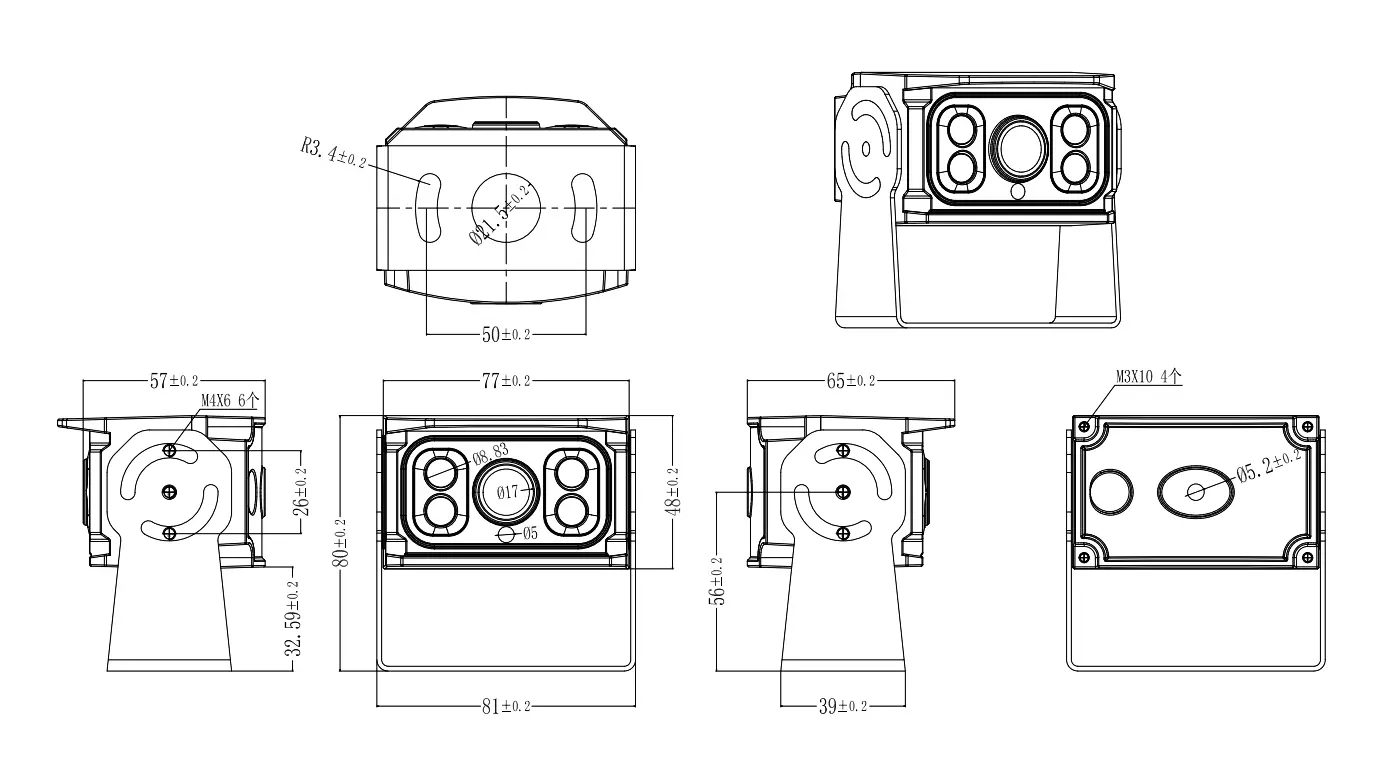 XY-FS760WX Outdoor Waterproof Wireless Vehicle Camera Dimension Drawing