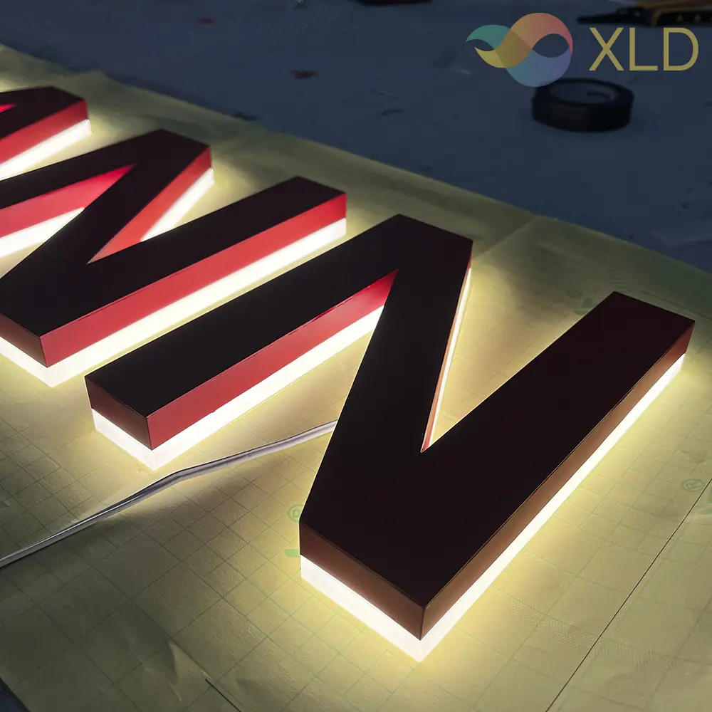 Custom Red Acrylic Letter Backlit Logo Sign Supplier, Service
