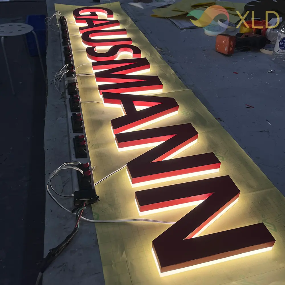 Custom Red Acrylic Letter Backlit Logo Sign Supplier, Service