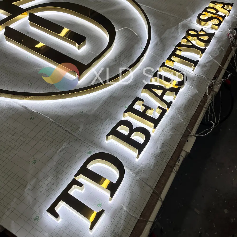 High-Quality Gold Metal Logo Sign for SPA Salon Manufacturer, Service
