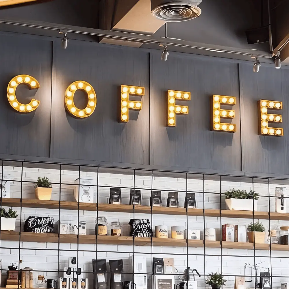Custom Light Bulb Letters for Coffee