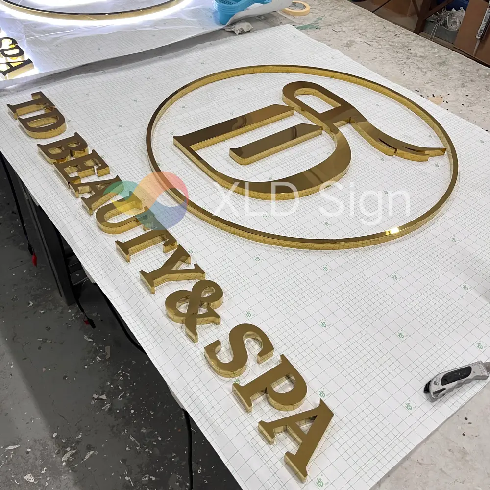 High-Quality Gold Metal Logo Sign for SPA Salon Manufacturer, Service