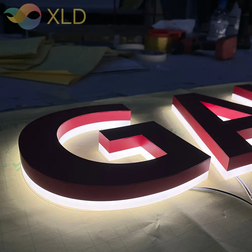 Custom Red Acrylic Letter Backlit Logo Sign Supplier, Service