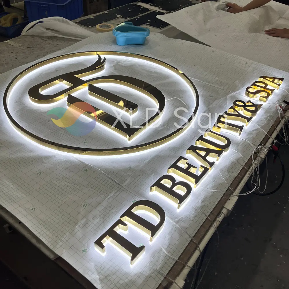 High-Quality Gold Metal Logo Sign for SPA Salon Manufacturer, Service