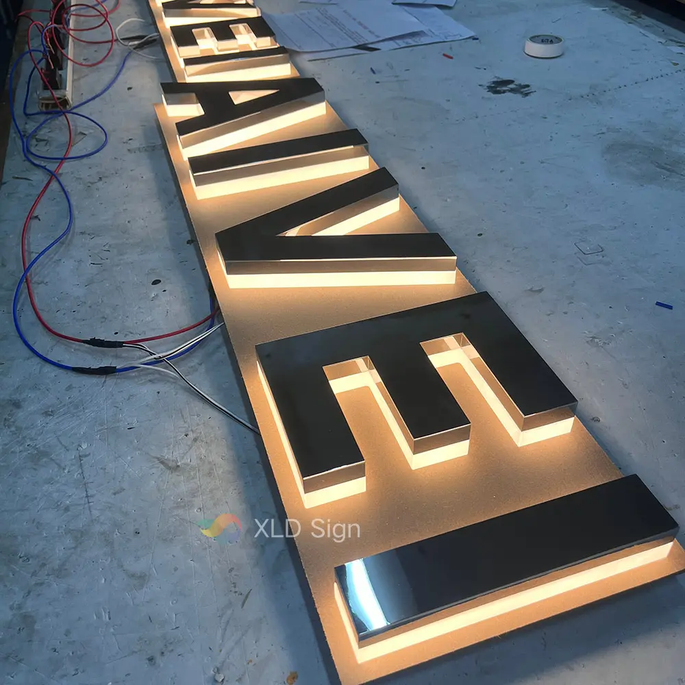 Custom Metal Mirror Letters Backlit Signboard Suppliers, Manufacturer