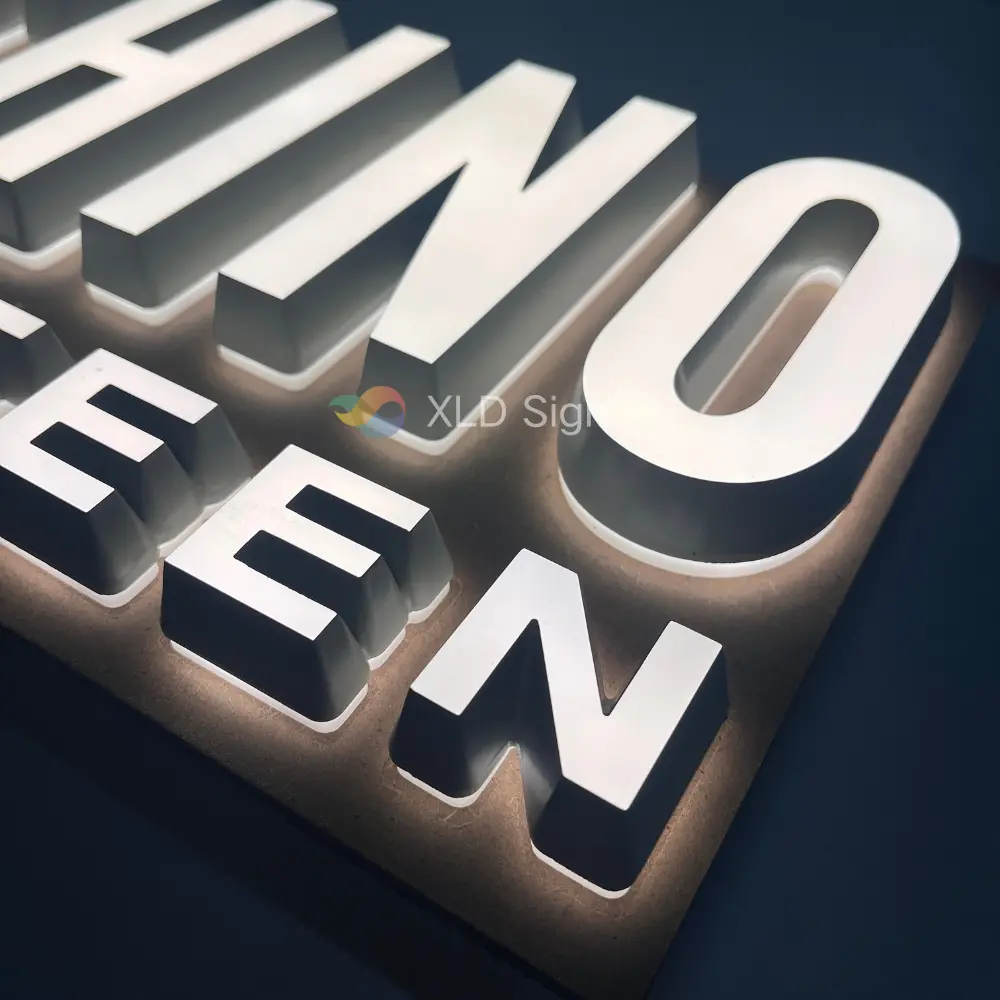Custom Front & Back Illuminated Letters Logo Signboard Supplier, Service