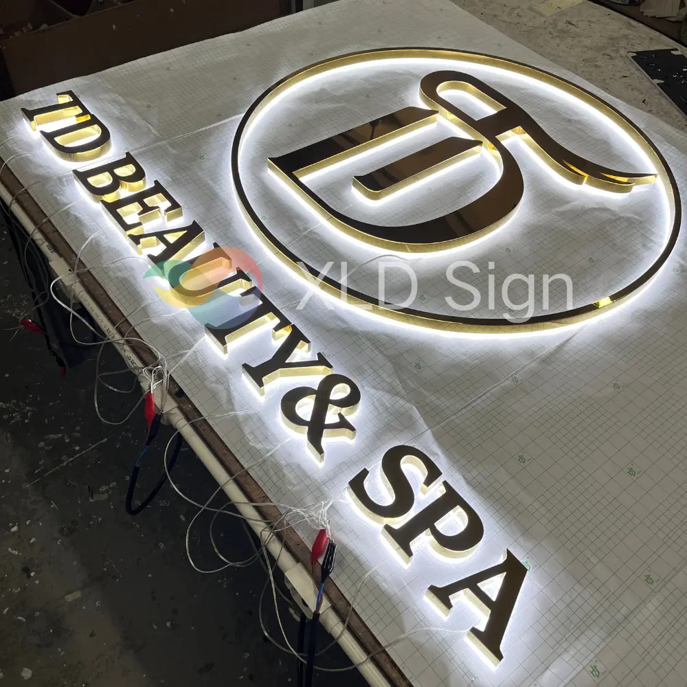 High-Quality Gold Metal Logo Sign for SPA Salon Manufacturer, Service