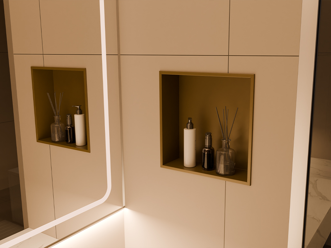 Recessed wall niche with LED lighting option