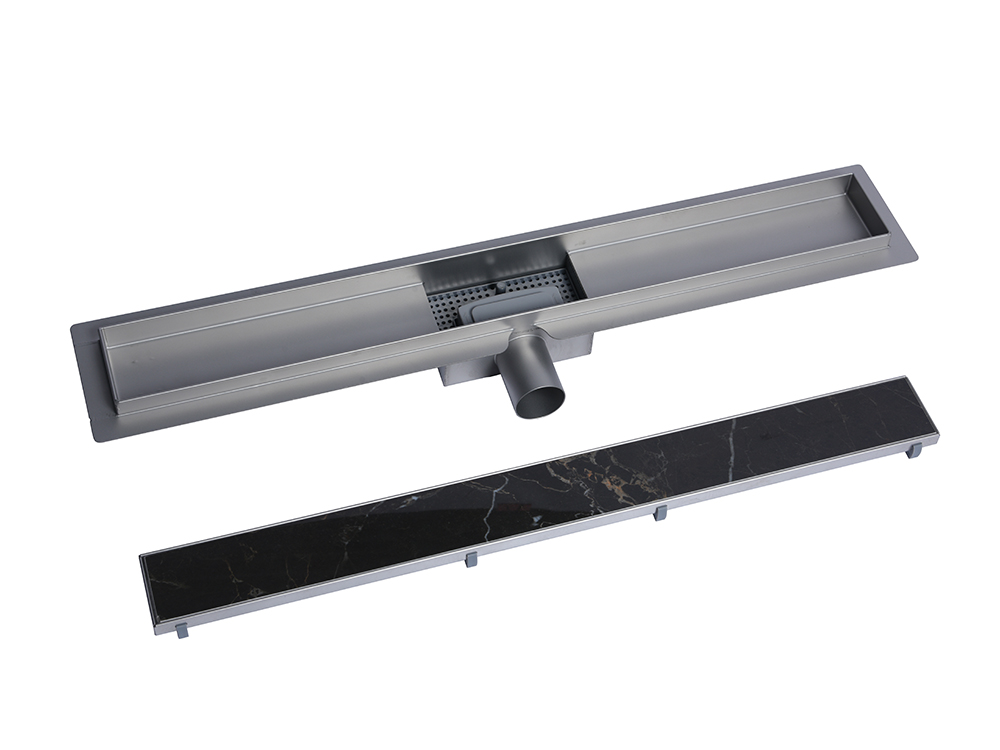 China Ceramic Tile Cover Plate Hotel Shower Room Bathroom Invisible Rectangular Linear Drainage Stainless Steel Floor Drain Supplier, Factory
