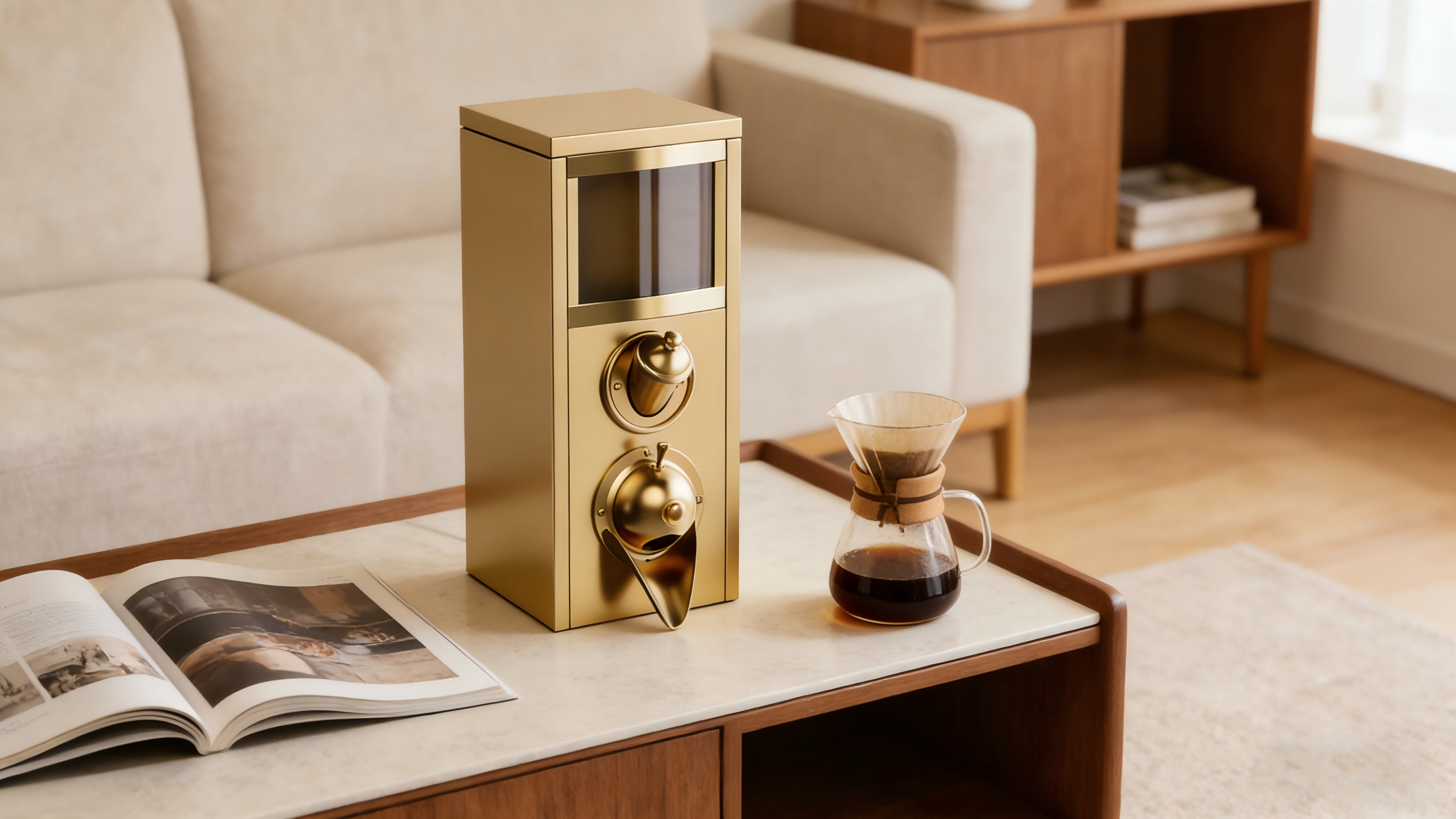 High-Quality 3kg Luxury Gold Stainless Steel Coffee Bean Storage Canister Factory, Factories