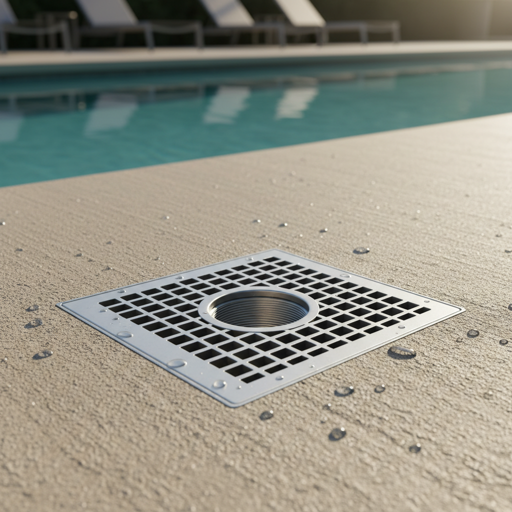 Center Outlet Drain For Swimming Pool Decks