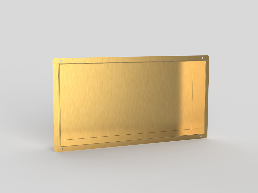 Metal wall niche — brushed gold PVD finish