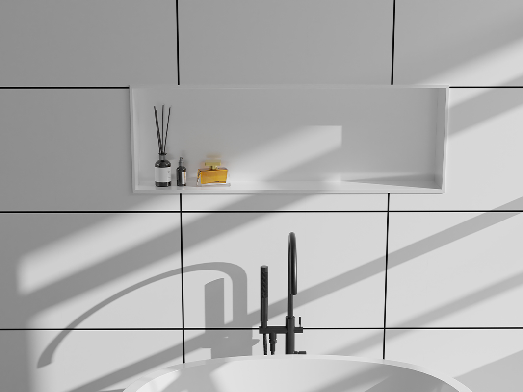Metal wall niche — matte black PVD finish