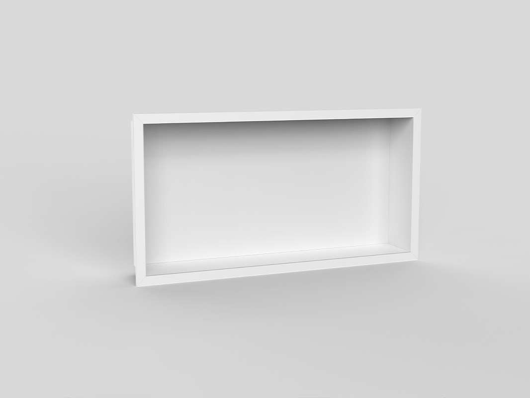 Metal wall niche for bathroom — brushed stainless steel finish