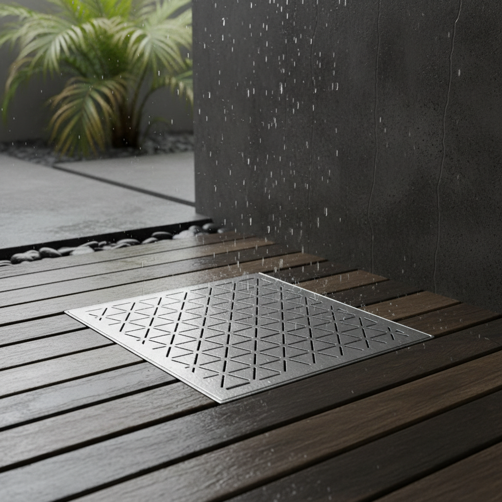Triangular Shower Drain For Outdoor Wetrooms