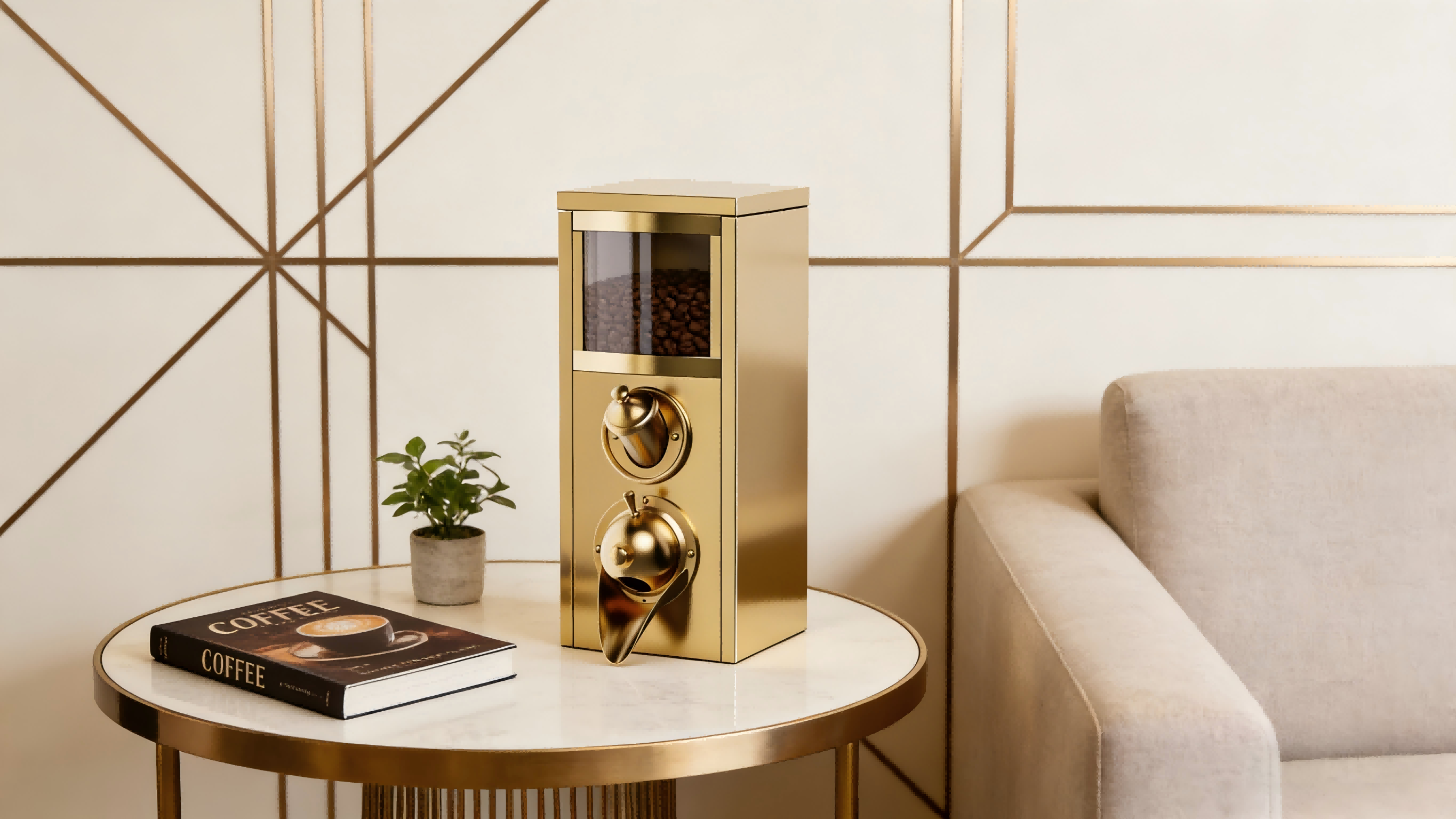High-Quality 3kg Luxury Gold Stainless Steel Coffee Bean Storage Canister Factory, Factories