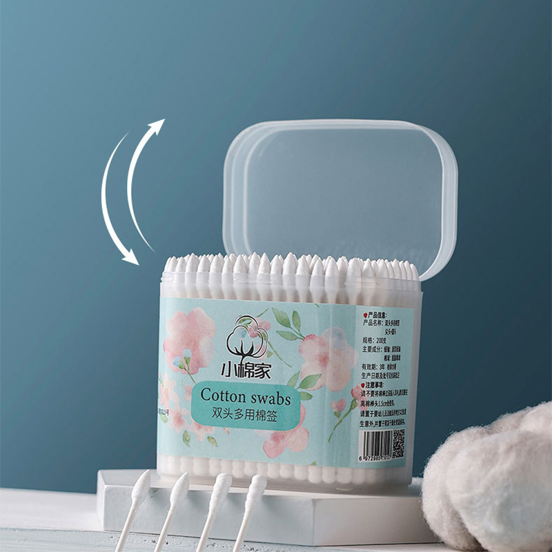 Double Round Head Bamboo Stick Cotton Swab for Adults