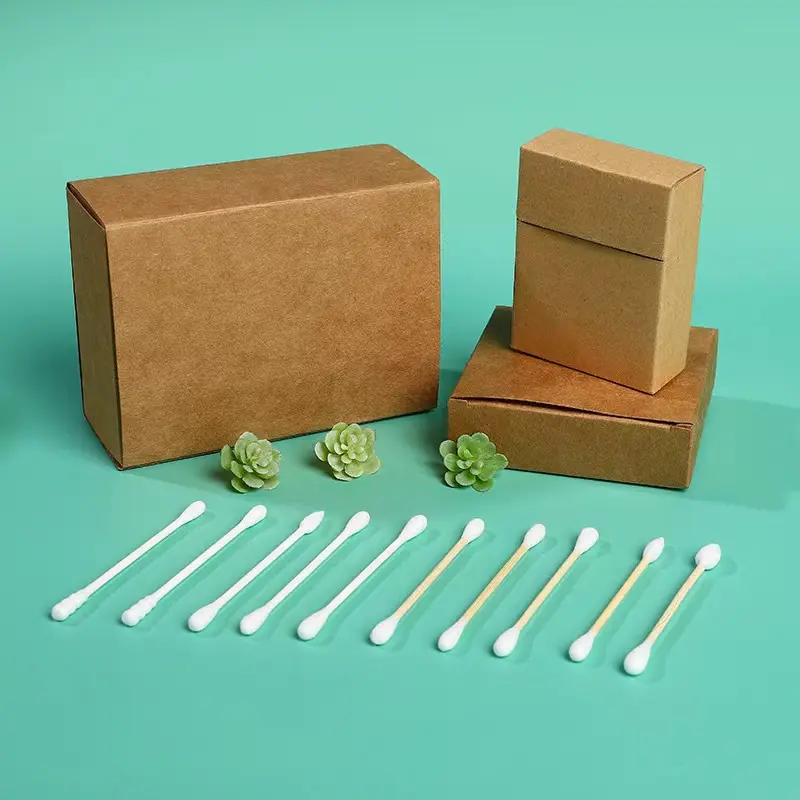 Custom Customized Double Round+Spiral head+sharp Head Cotton Swabs with Kraft Packaging Supplier, Pricelist