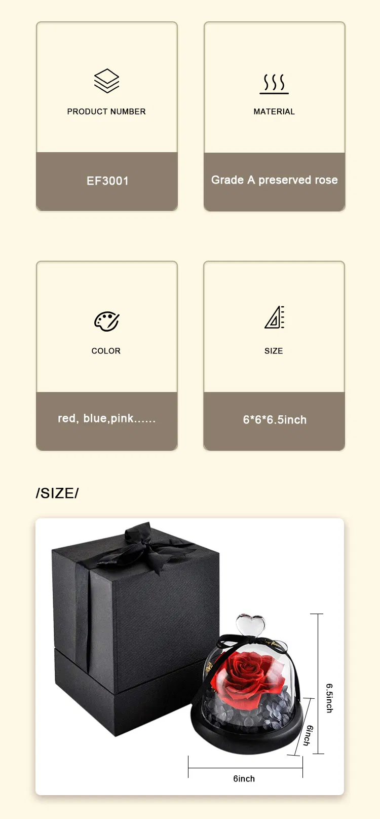 Real Rose in Glass Dome