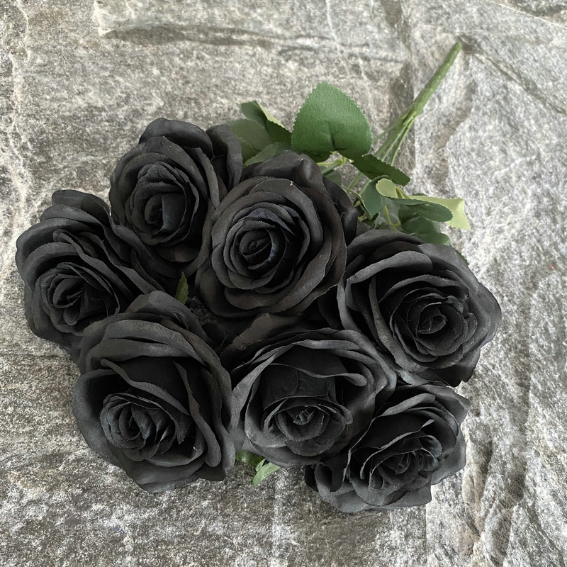 Lifelike 7-Head Silk Rose Bouquet for Home Decor