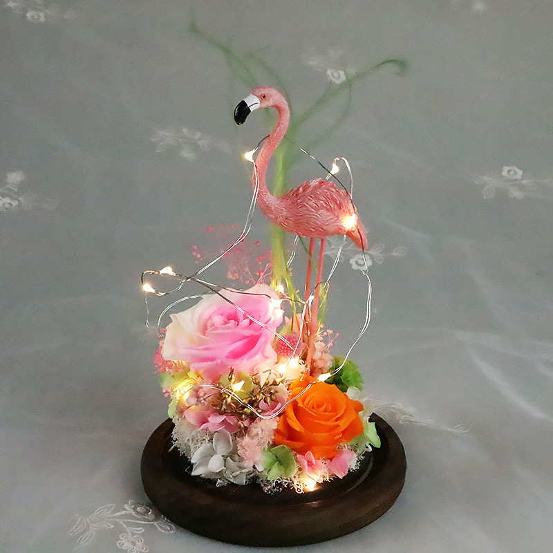 New Style Wholesale Gift Items Preserved Flower Preserved Bird Rose in Glass for Wedding Christmas Valentines Day