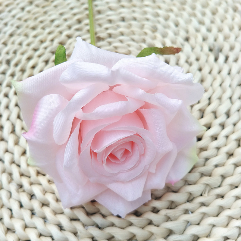 Decorative Large Rose Single Branch Silk Real Touch Artificial Rose Head