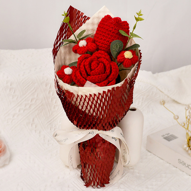 Hand-Crocheted Mixed Bouquet of Calla Lilies, Lily of The Valley, and Tulips