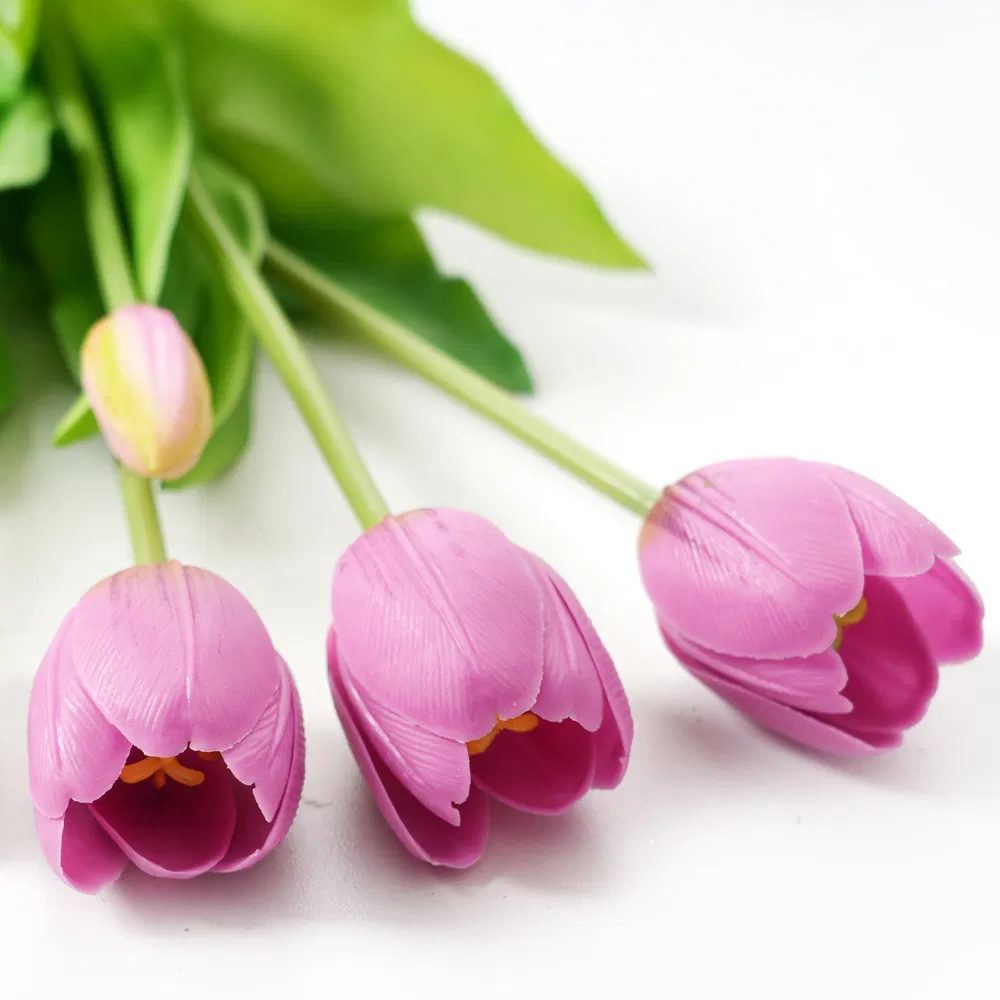 Modern Lifelike Tulips Artificial Real Touch Flower Beautiful Color Silicon Tulip Flower Arrangement for Home Wedding Event