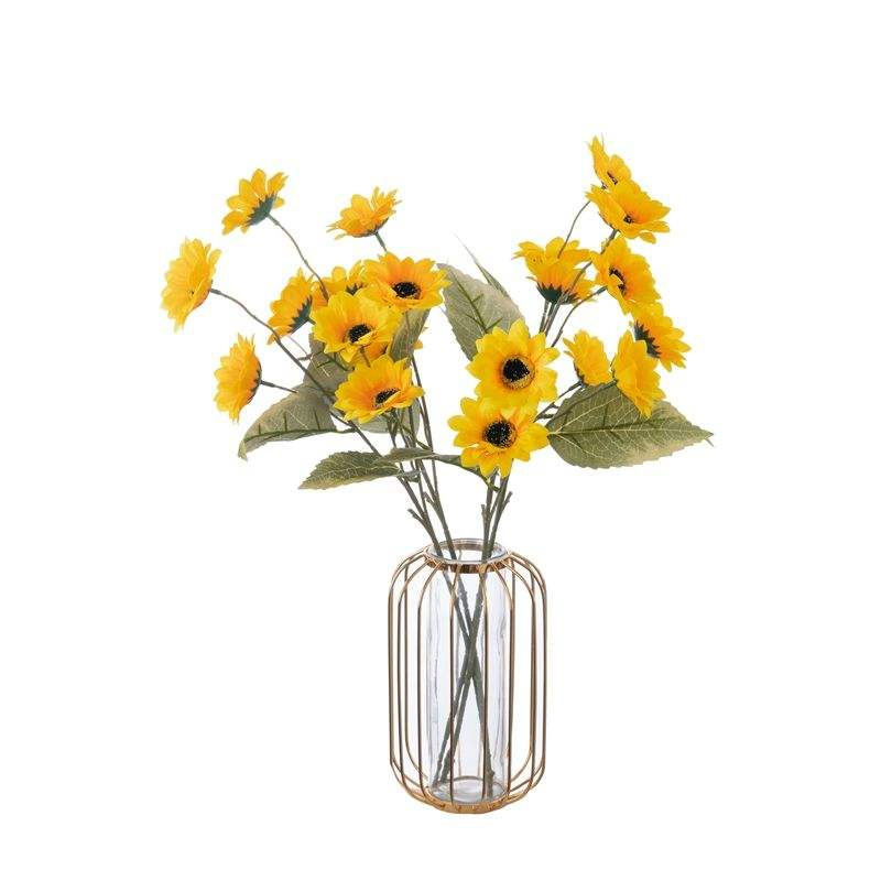 Bulk Supply Cl15101 Premium Yellow Artificial Silk Sunflower Stems for Professional Event Arrangementshome Table Centerpieces