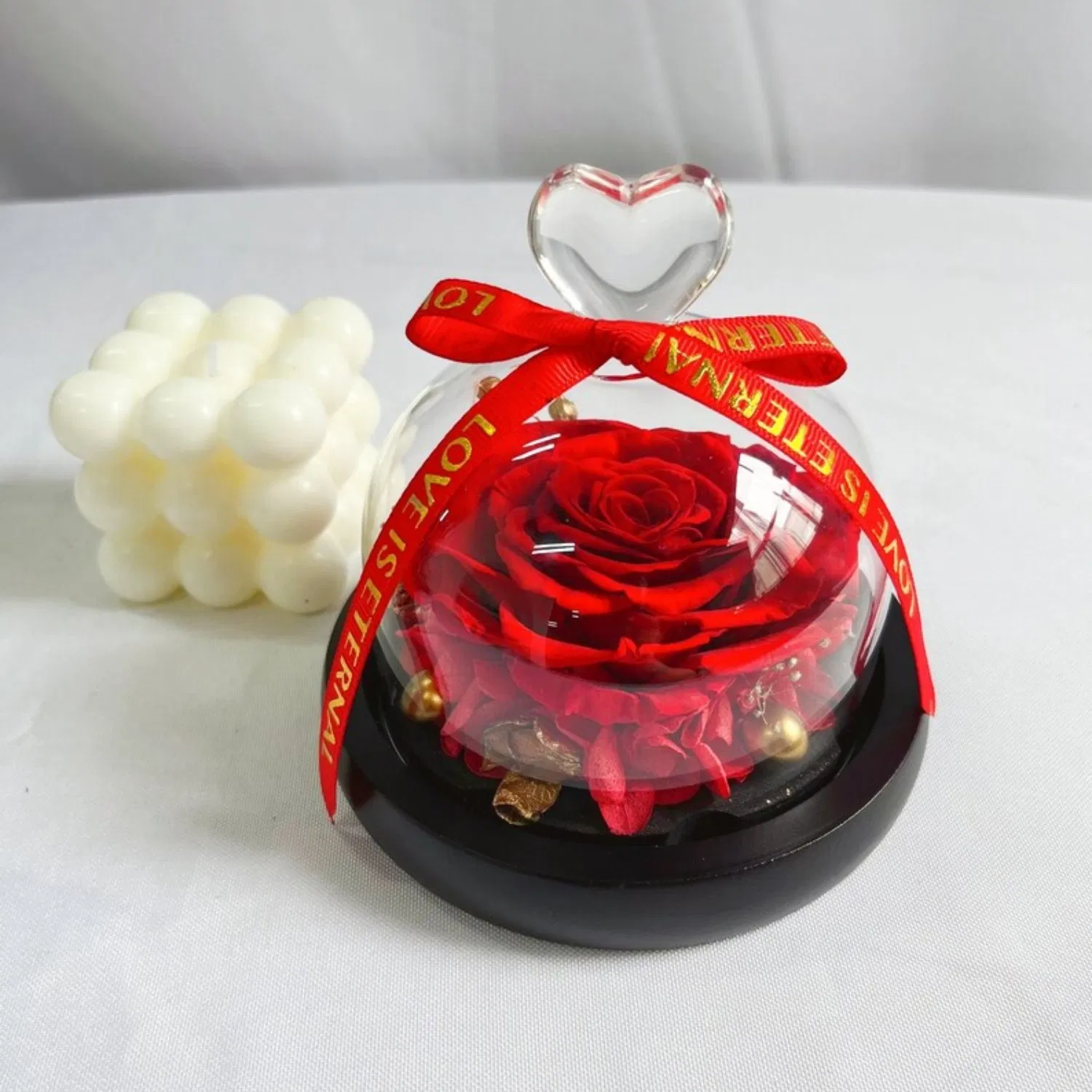 Mother's Day and Graduation Gift Preserved Flower Gift Eternal Rose with Glass Cover