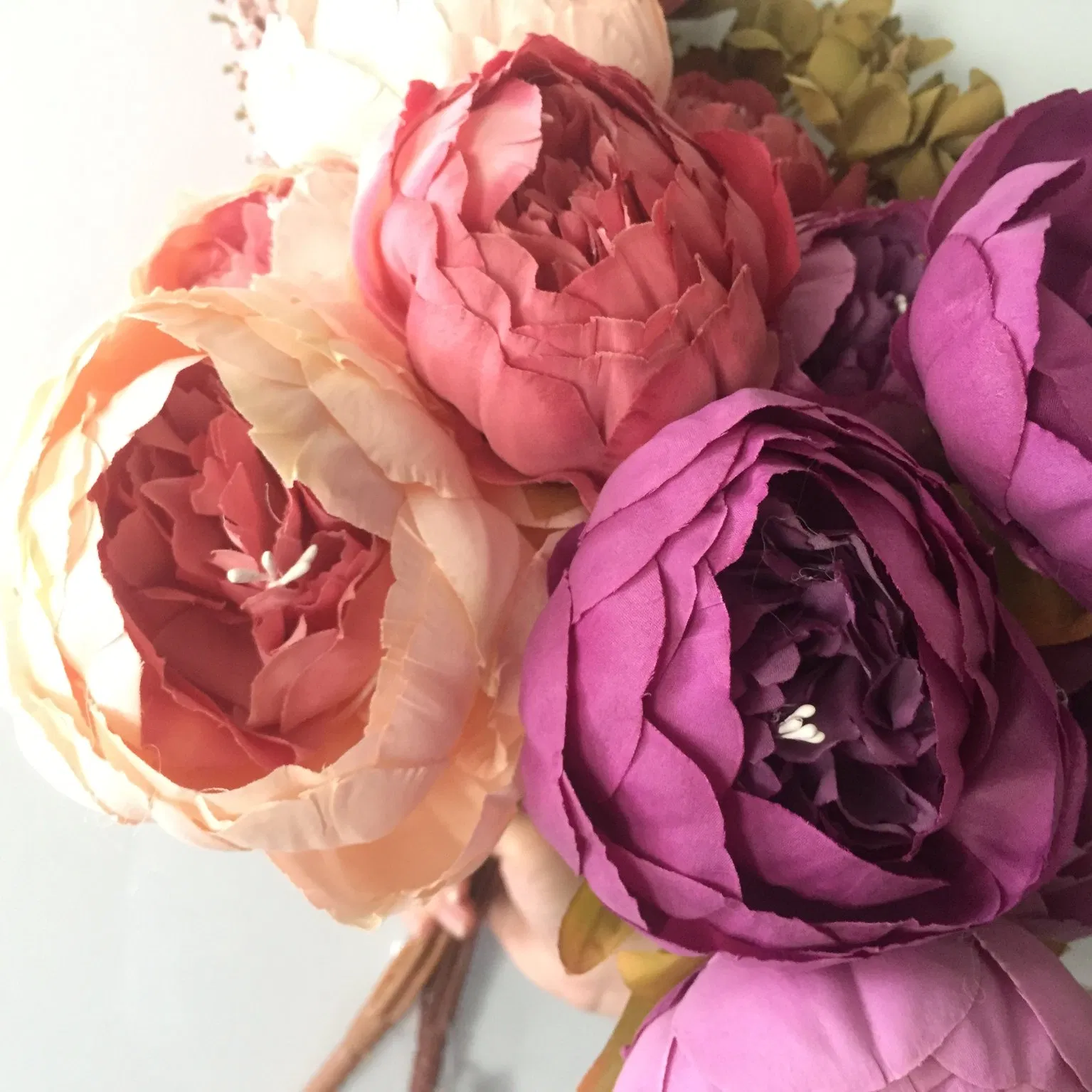 13 Flower Head Pink Peony Artificial European Style Silk Flowers Peony Wholesale