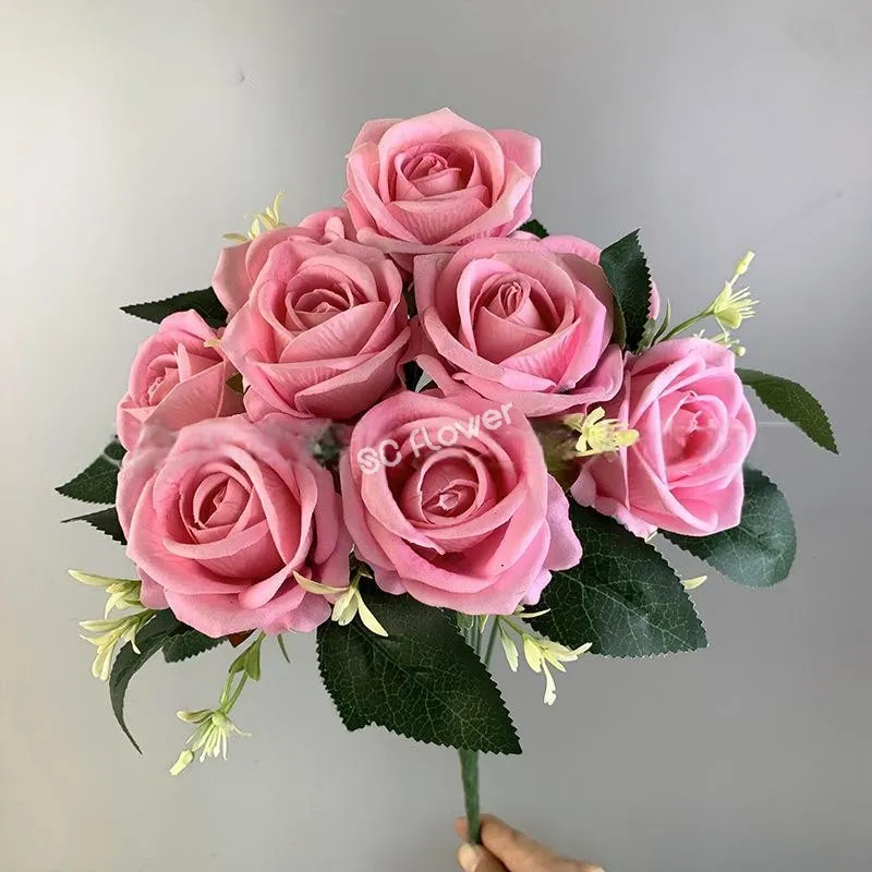 9 Head Velvet Bouquet Rose 7