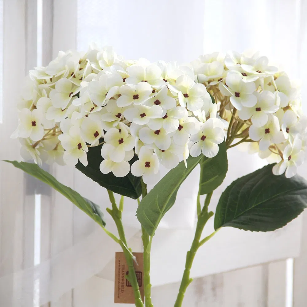 High Quality Realistic Artificial Flowers White Hydrangeas for Wedding Home Party Decoration