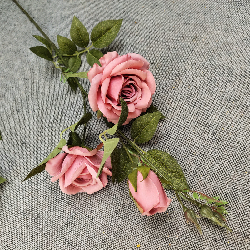 Elegant Artificial 3-Head Crescent Rose Bouquet for Weddings