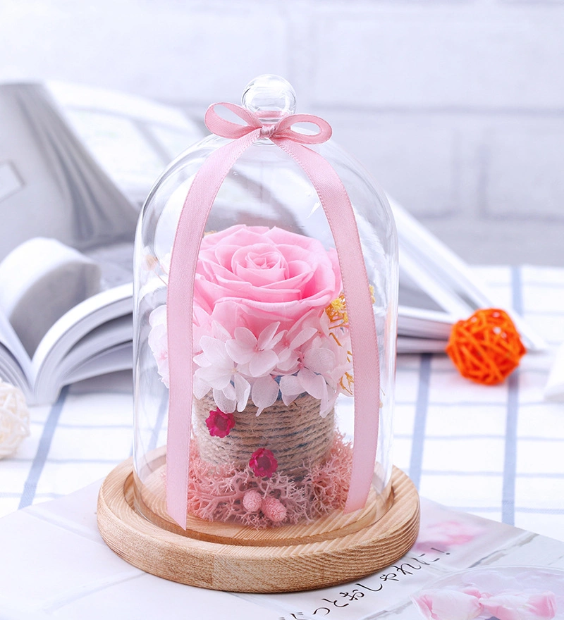 Forever Rose in Glass Dome Handmade Preserved Real Flower Eternal Rose Women Unique Gift for Christmas, Valentine's Day, Birthday, Anniversary, Mother's Day