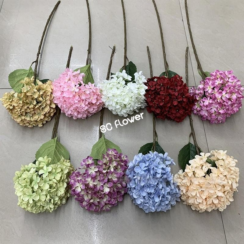 Assorted Single Stem Silk Artificial Hydrangea for Home Centerpiece Wedding Table Decoration