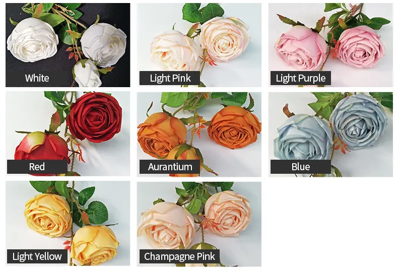 Artificial Silk 3-Head Roses Bouquet