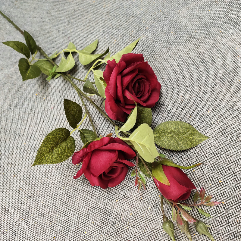 Elegant Artificial 3-Head Crescent Rose Bouquet for Weddings