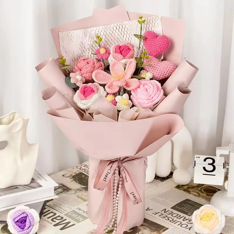 Hand-Crocheted Woolen Flowers