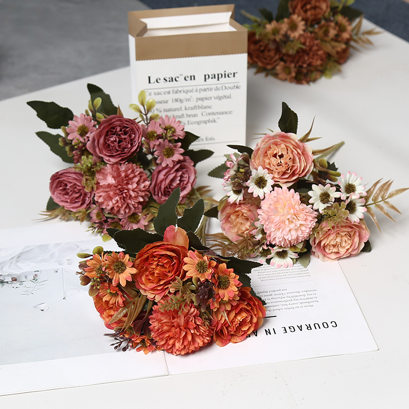 Sibling Love Artificial Flower Decoration Honors Bonded Hearts Petal Layering Clear Veins Bendable Washable Lifelike Realistic Peony