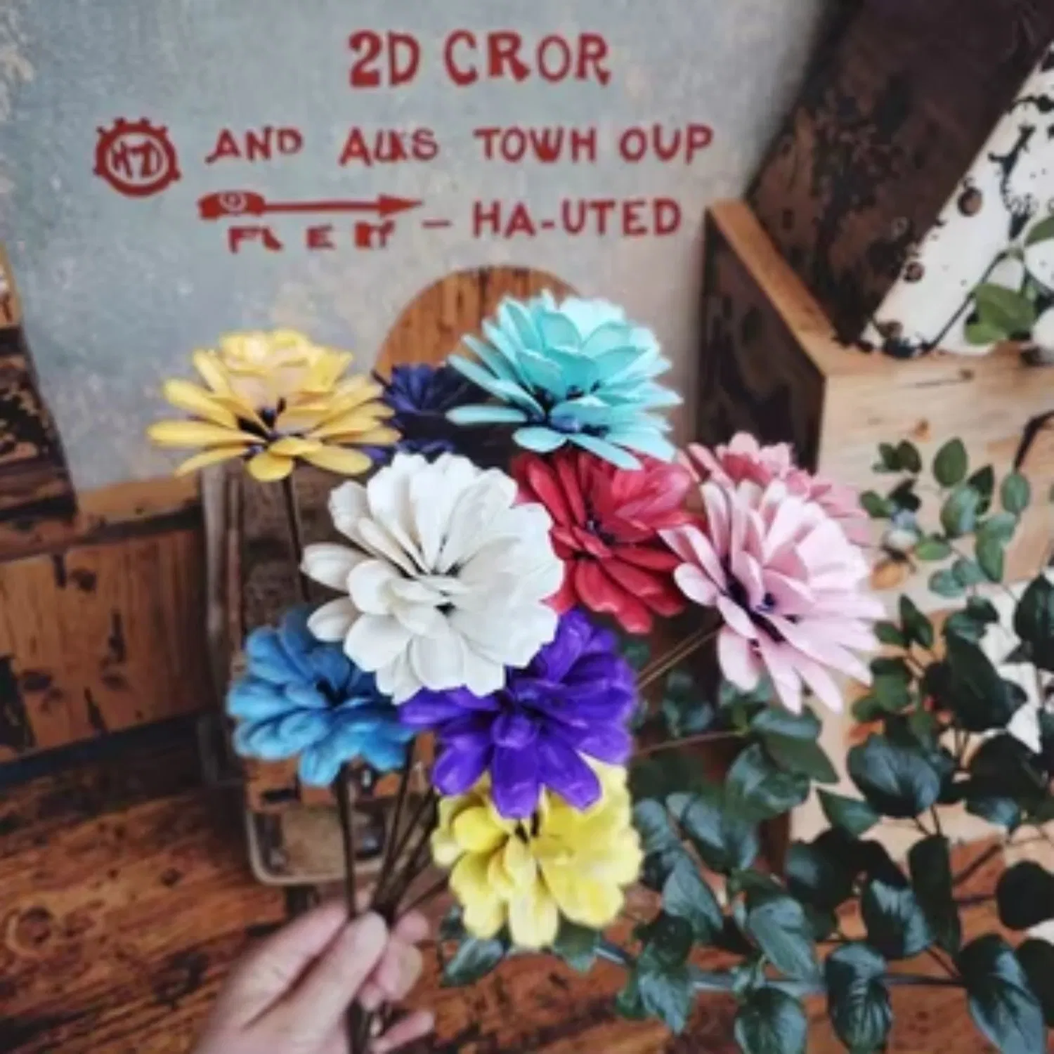 Handmade Home Decoration Melon Shell Artificial Flower Bouquet Pine Rose