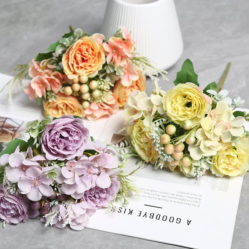 Bridal Artificial Baby's Breath Flower Decoration Wedding Bouquet &amp; Aisle Decor Cream Lavender Coral Burgundy Mint Green Gold Peony