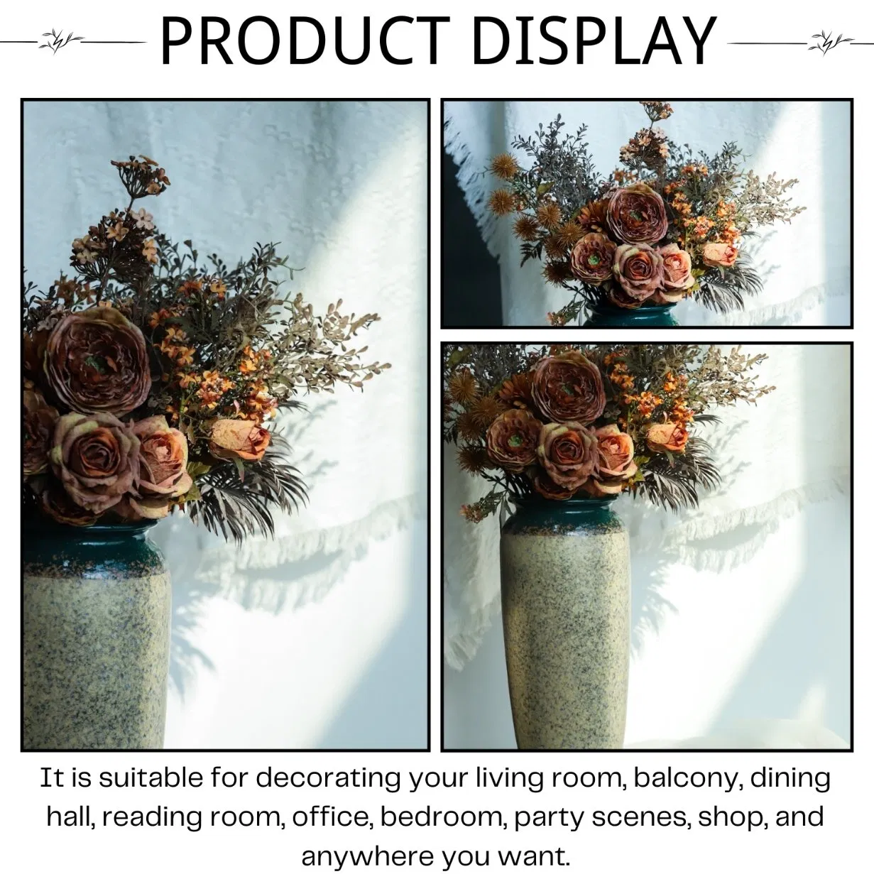 Faux Realistic Flower with Leaves for Wedding Home Decoration Artificial Roses with Stems