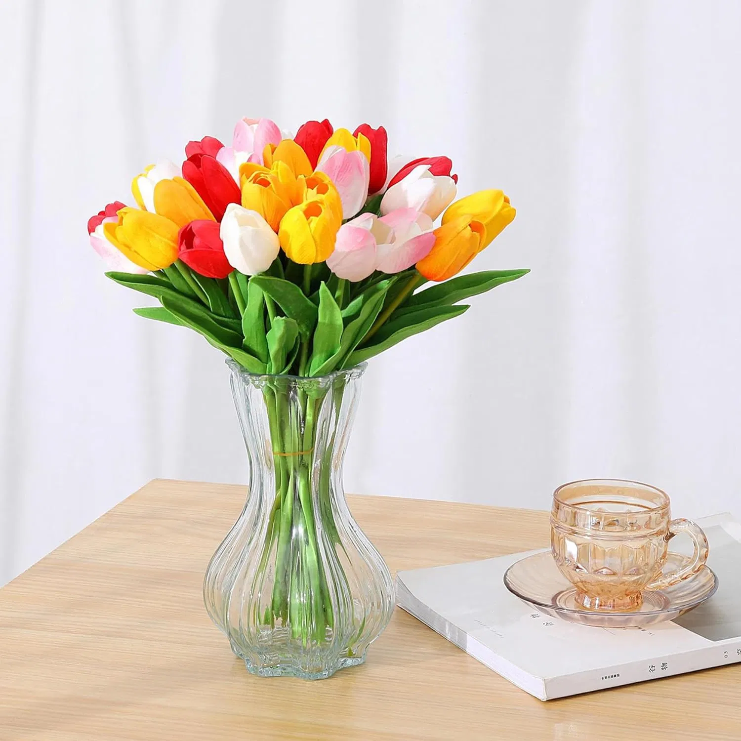 High-Stability Decorations Romantic Real Touch PU Artificial Faux Tulips for Advertising Event Styling