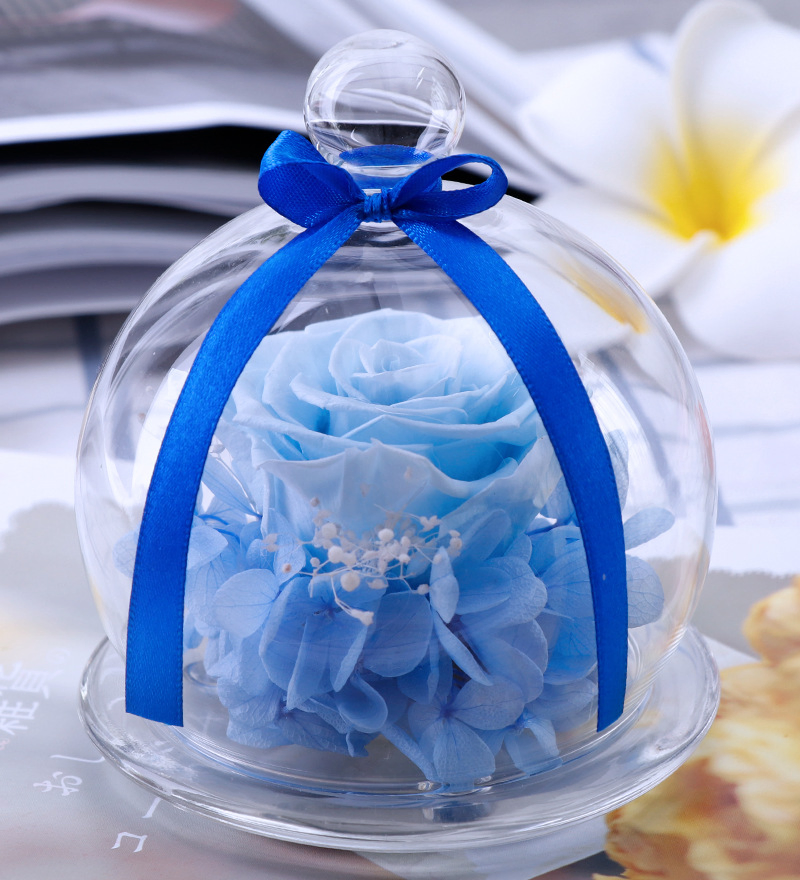 Forever Rose in Glass Dome Handmade Preserved Real Flower Eternal Rose Women Unique Gift for Christmas, Valentine's Day, Birthday, Anniversary, Mother's Day