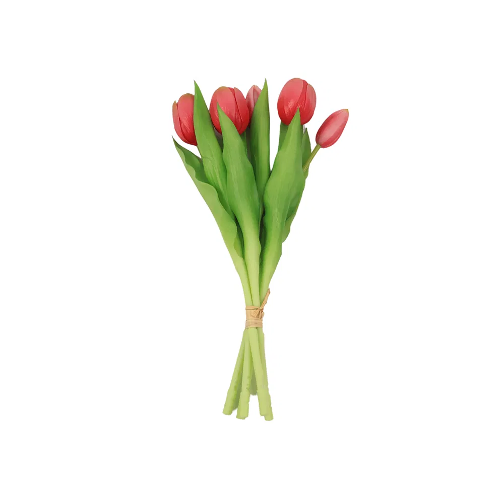 5 Head Hand Feeling Moisturizing Real Touch Artificial Peony Tulip Flowers Rose