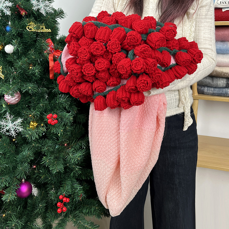 New Dreamy Gradient Rose Carpet Hand-Woven Carpet Wool Bouquet Cover Carpet Finished Product