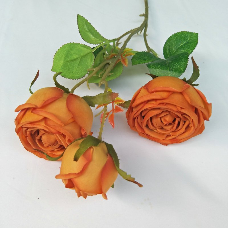 Manufacturers Artificial Silk 3-Head Roses Bouquet for Home Wedding Decoration